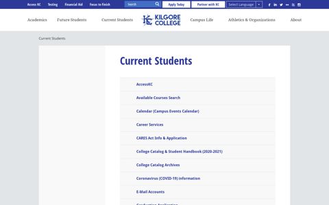 Current Students | Kilgore College