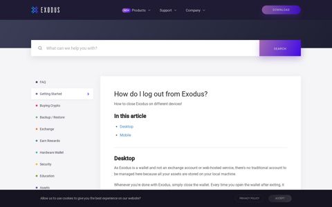 How do I log out from Exodus? - Exodus Support