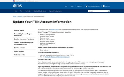 Update Your PTIN Account Information | Internal Revenue ...