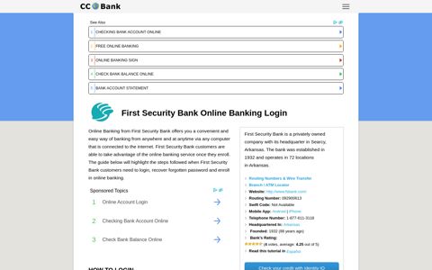 First Security Bank Online Banking Login - CC Bank