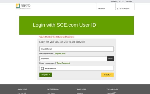 Log In | My SCE | Home - SCE - Southern California Edison