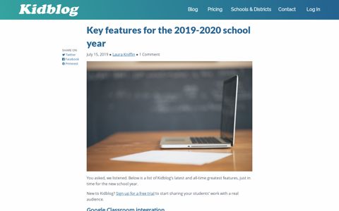 Key features for the 2019-2020 school year – Kidblog