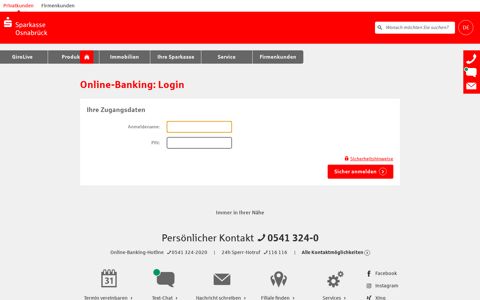 Online-Banking: Login - Sparkasse Osnabrück