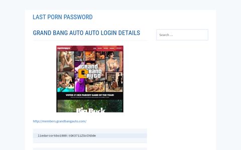 Grand Bang Auto Auto Login Details – Last Porn Password