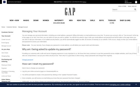 Manage Account | Gap® UK