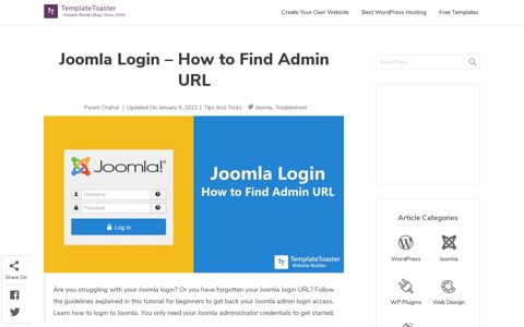 Joomla Login - How to Find Admin URL - TemplateToaster Blog