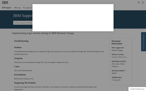 Implementing login session sharing in IBM Rational Change