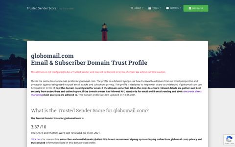 globomail.com Email & Subscriber Domain Trust Profile