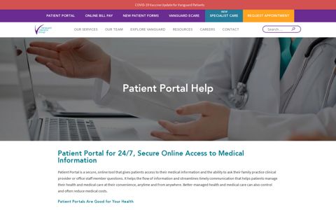 Patient Portal Help | Vanguard Medical Group