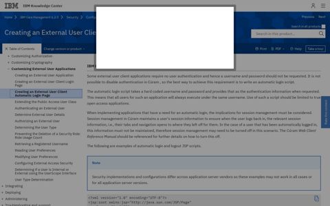 Creating an External User Client Automatic Login Page - IBM