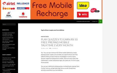 Laaptu.com free talktime | Free Mobile Recharge, Free Paytm ...