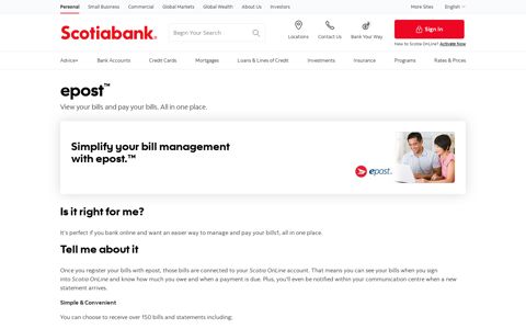 epost™ - View & Pay your bills online | Scotiabank Canada