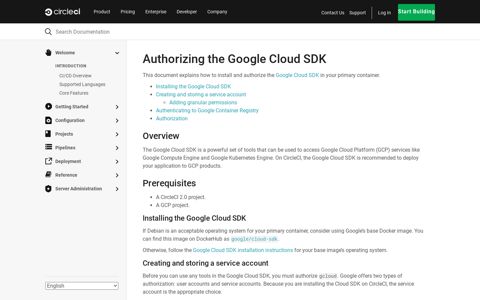 Authorizing the Google Cloud SDK - CircleCI