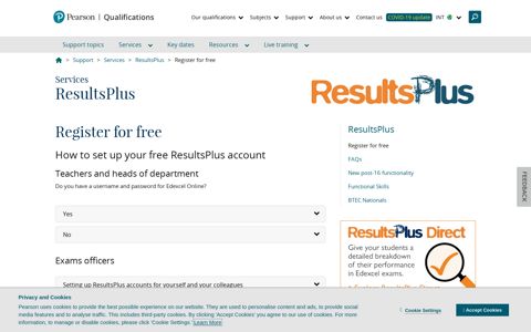 Register for ResultsPlus - Pearson Edexcel