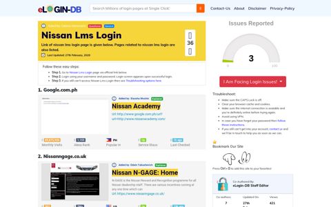 Nissan Lms Login - Find Login Page of Any Site within Seconds!