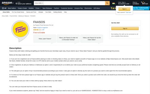 FAASOS: Amazon.in: Alexa Skills