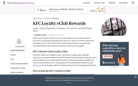 KFC Loyalty eClub Rewards - The Balance Everyday