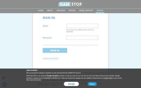 Sign in - GAMSTOP - Gambling Self-Exclusion Scheme
