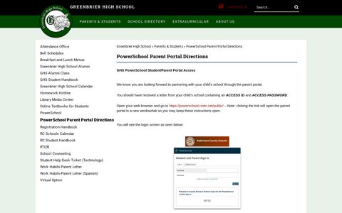 PowerSchool Parent Portal Directions - Greenbrier High School