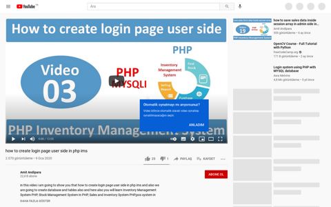 how to create login page user side in php ims - YouTube