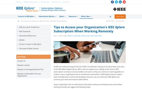 Tips to Access your Organization's IEEE Xplore Subscription ...
