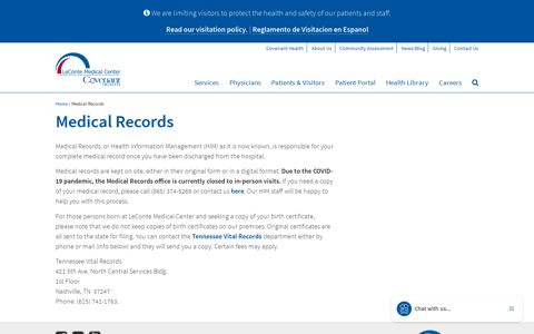 Medical Records | LeConte Medical Center