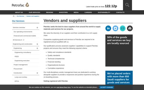 Vendors and suppliers l Services l Petrofac