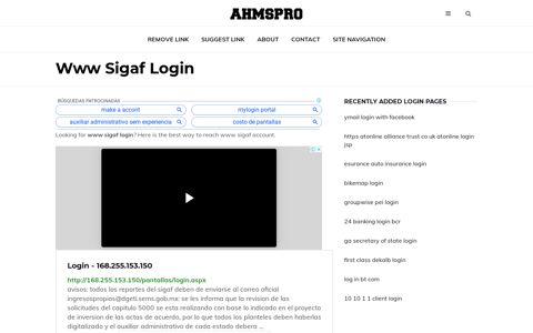 www sigaf ✔️ Login - 168.255.153.150 - AhmsPro.com