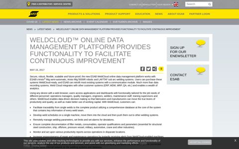 WeldCloud™ online data management platform ... - Esab