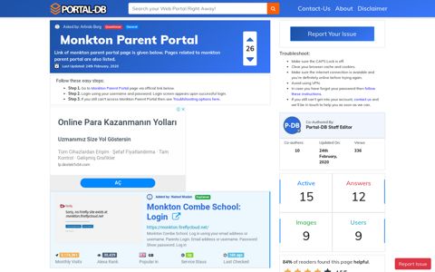 Monkton Parent Portal