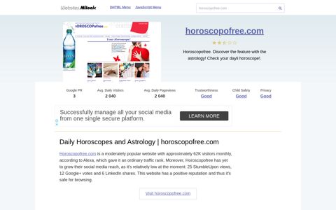 Horoscopofree.com website. Daily Horoscopes and Astrology ...