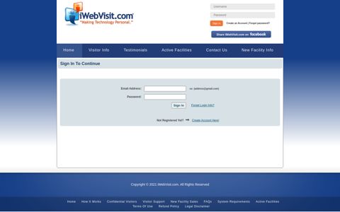 Sign In To Continue - iWebVisit Visit Scheduling