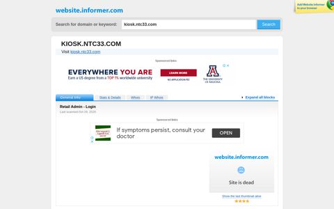 kiosk.ntc33.com at WI. Retail Admin - Login - Website Informer