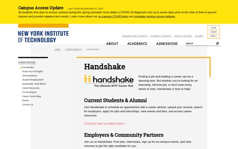 Handshake | Career Services | New York Tech - NYIT