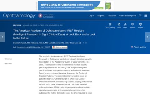 The American Academy of Ophthalmology's IRIS® Registry ...