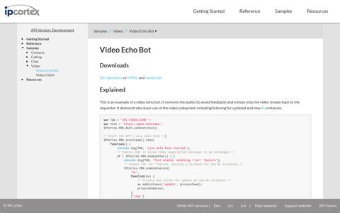 Video Echo Bot | IPCortex API