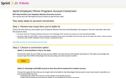 Sprint Employee Phone Programs Account Conversion