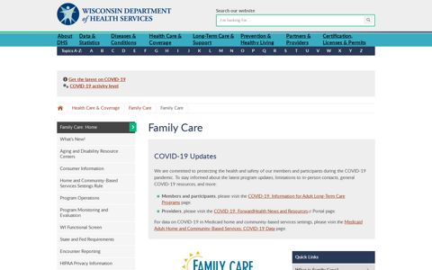 Family Care | Wisconsin Department of Health Services