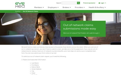 Out of network claims - EyeMed