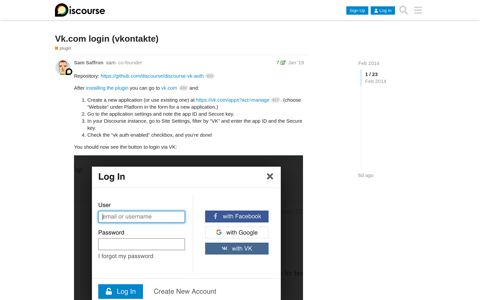 Vk.com login (vkontakte) - plugin - Discourse Meta