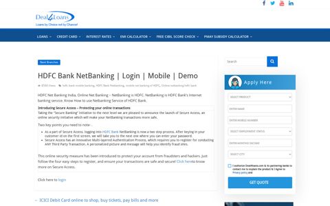 HDFC Bank NetBanking | Login | Mobile | Demo – Deal4loans