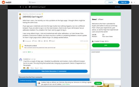 [ADVICE] Can't log in? : Fiverr - Reddit