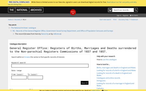 General Register Office: Registers of Births, Marriages and ...