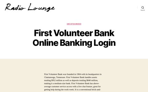 First Volunteer Bank Online Banking Login – Radio Lounge