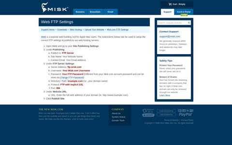 iWeb FTP Settings - Misk.com