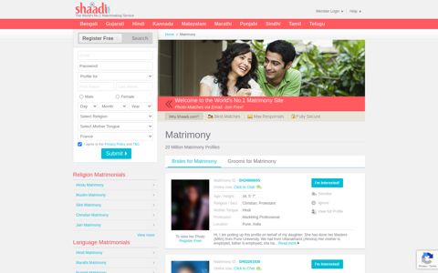 The No.1 Matrimony & Matrimonial Site | Shaadi.com