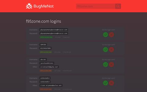 f95zone.com passwords - BugMeNot