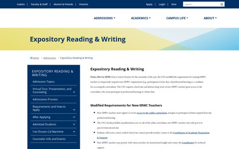 Expository Reading & Writing - CSUM - Cal Maritime