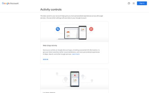 Activity controls - Google Account