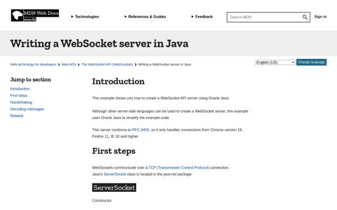Writing a WebSocket server in Java - Web APIs | MDN